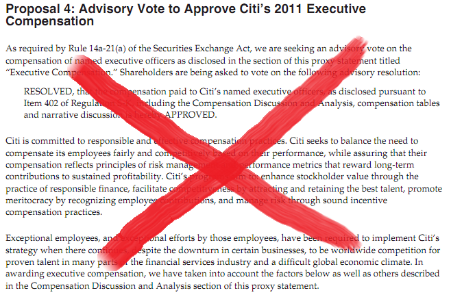 Advisory vote to approve Citi's 2011 executive compensation - Citigroup